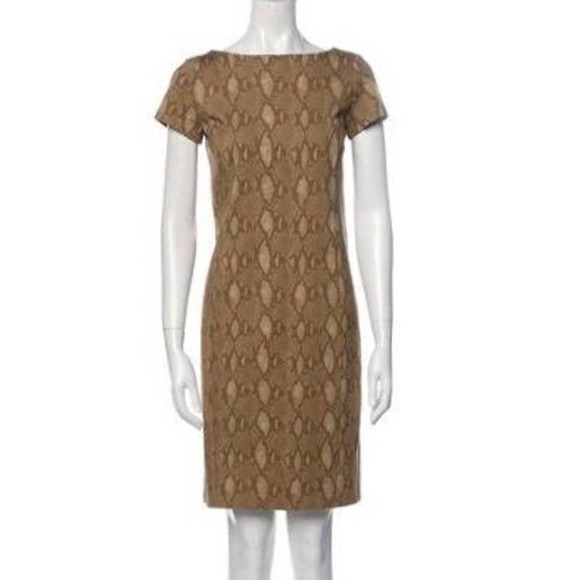 LAUREN Ralph Lauren Womens Size XL Ponte Knit Python Print Dress Short Sleeves - Picture 1 of 7